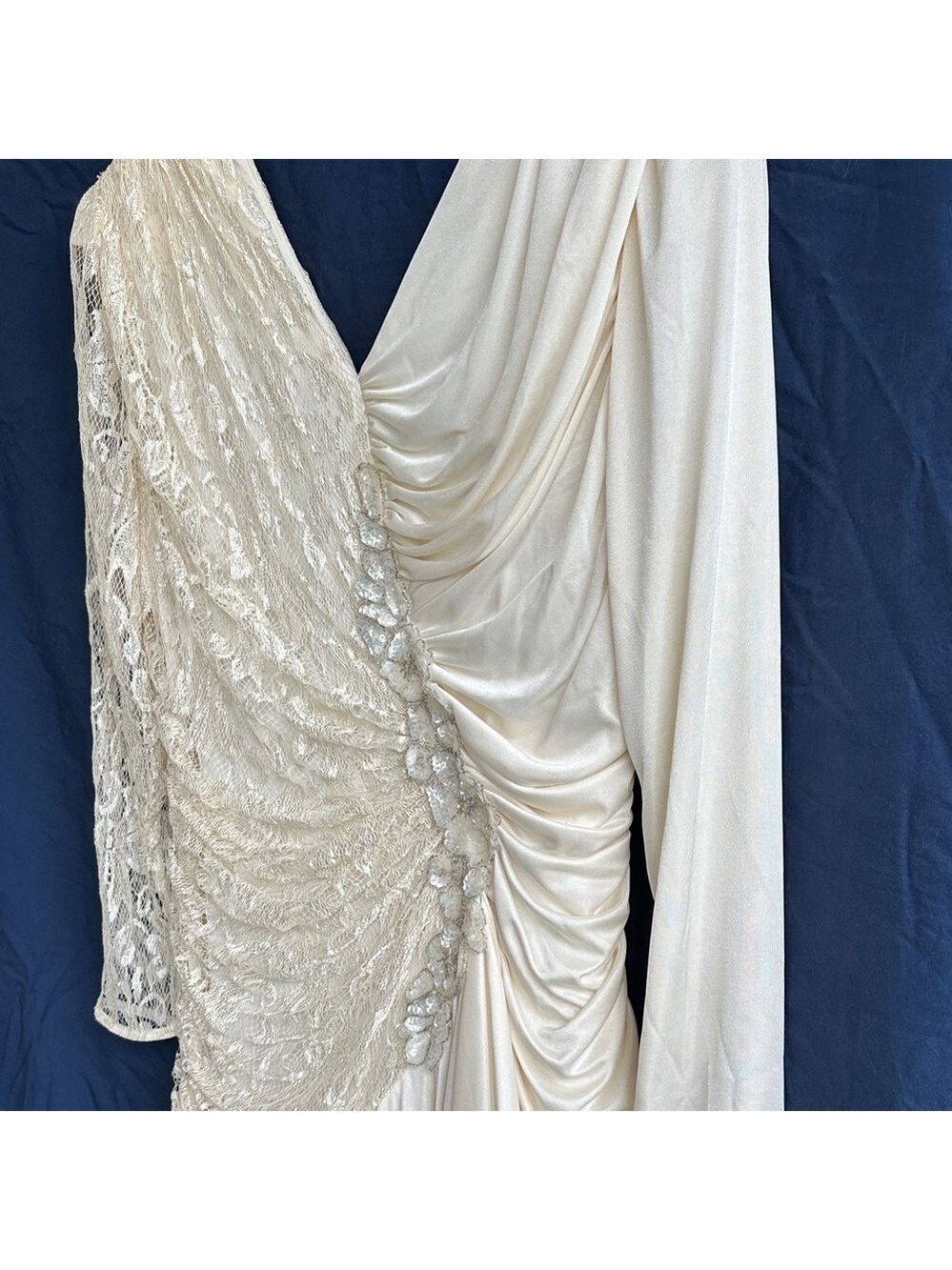 Filigree Ltd Vintage Elegant Ivory Draped Long Sleeve Special Occasion Dress 18W - Picture 9 of 17